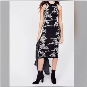 RACHEL Rachel Roy Black and White Floral Midi Dress